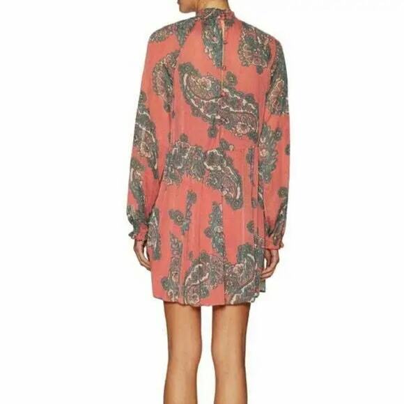 Free People Moonstruck Paisley Mini Shift Dress Rust Red Size XS - Picture 2 of 6